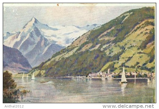 Künstlerkarte Zell Am See H. Jung Pinx. Segelboote 25.7.1927 - Zell Am See