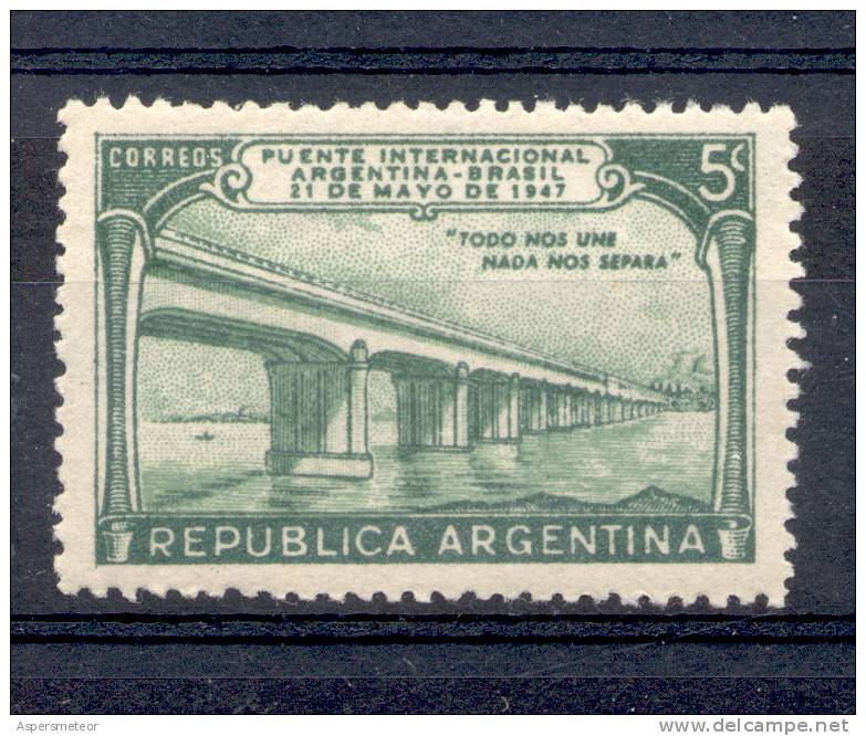 PUENTE INTERNACIONAL ARGENTINA BRASIL ENTRE PASO DE LOS LIBRES Y URUGUAIANA AÑO 1947 OFFSET SIN FILIGRANA - Altri & Non Classificati