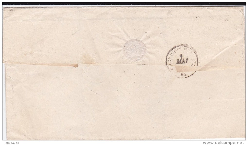 1852 - 20c CERES RARE VARIETE IMPRESSION Sur LETTRE De PARIS - 1849-1850 Cérès