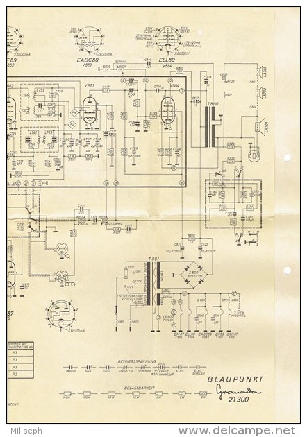 2 Schémas électriques RADIO BLAUPUNKT - Type GRANADA 21300 - 1961 + Facture D'achat      (3508) - Literatur & Schaltpläne