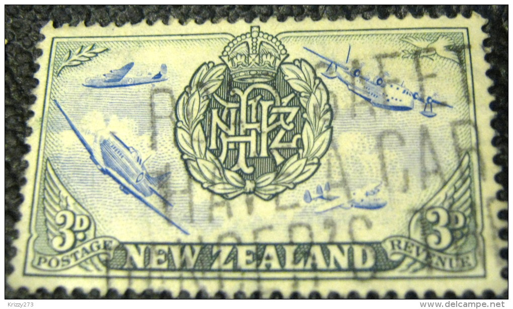 New Zealand 1946 RNZAF Badge And Aeroplanes 3d - Used - Oblitérés