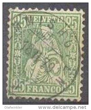 1867 Sitzende Helvetia Weißes Papier 25c Zum 40 / Mi 32 / Sc 55 / YT  45 Gestempelt / Oblitéré / Used [lie] - Used Stamps