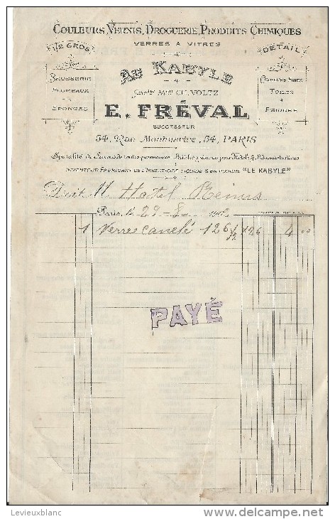 Droguerie / Au Kabyle/ E. FREVAL/ Rue Montmartre/PARIS/1902     FACT 52 - Droguerie & Parfumerie