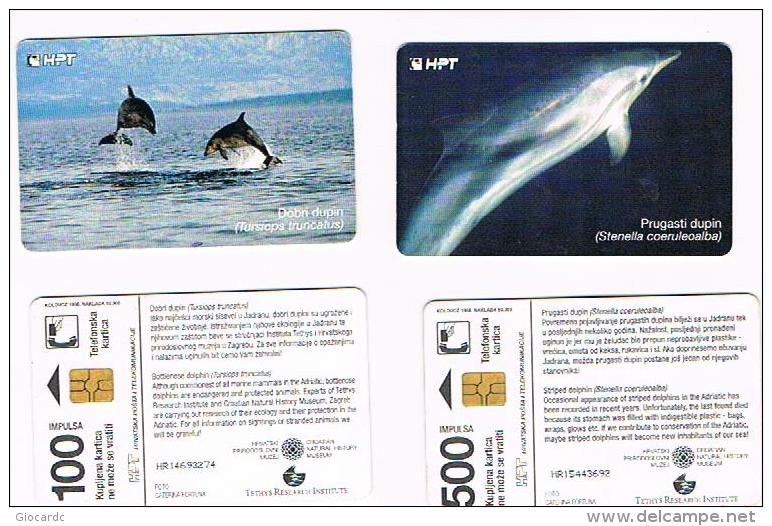 CROAZIA (CROATIA) - CHIP  - HPT 1998  DOLPHINS: 2 DIFFERENT OF THE SET     - USED - RIF. 6719 - Delphine