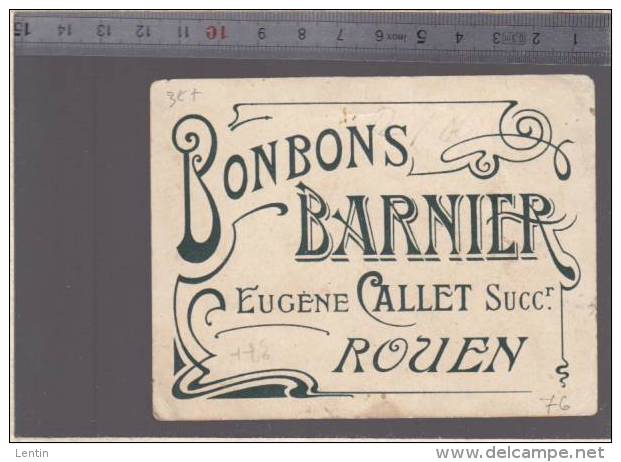 Chromo Circa 1900 - Rouen - Bonbons Barnier écrit Sur La Plage  - Voir état - Autres & Non Classés