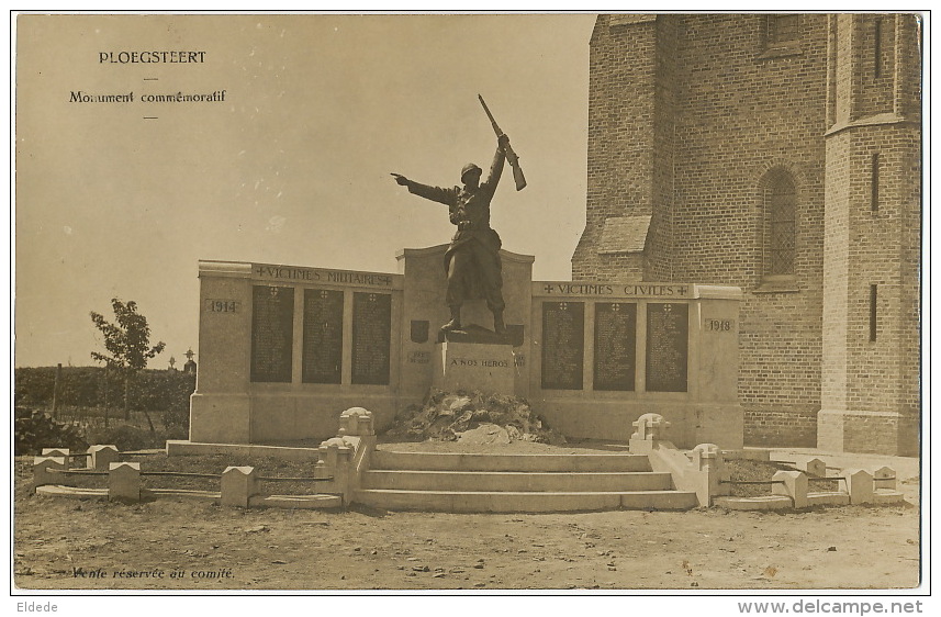 Ploegstert Comines Warneton Monument Commemoratif Carte Photo Carte Photo - Komen-Waasten