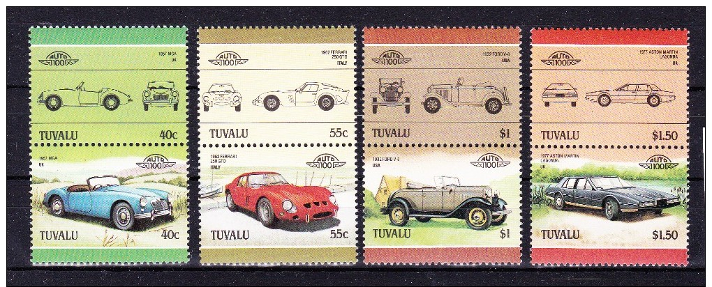 TUVALU  1985 , Autos  I  -   Y&T   #   339/54 ,  Cv  15.00  E .  , ** M N H , V V F - Tuvalu