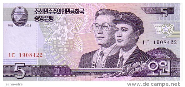 COREE DU NORD    5 Won  Emission De 2002         ***** BILLET  NEUF ***** - Corea Del Norte