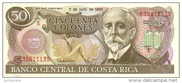 COSTA  RICA  50 Colones  Daté Du 07-07-1993    Pick 257 A       ***** BILLET  NEUF ***** - Costa Rica