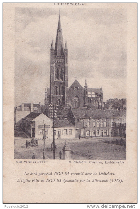 LICHTERVELDE : De Kerk Gebouwd 1879-81 Vernield Door De Duitchers - Lichtervelde