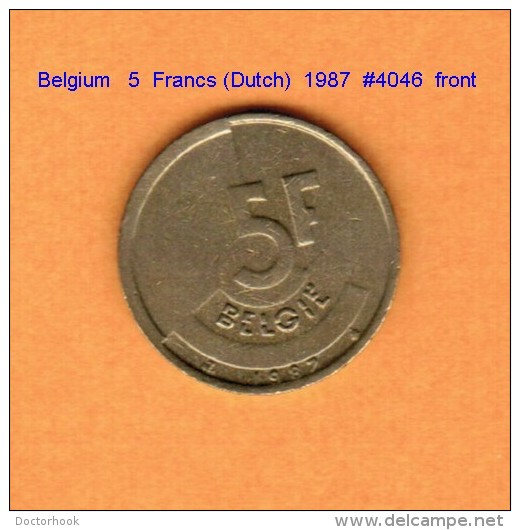 BELGIUM   5  FRANCS (Dutch)  1987  (KM # 164) - 5 Francs