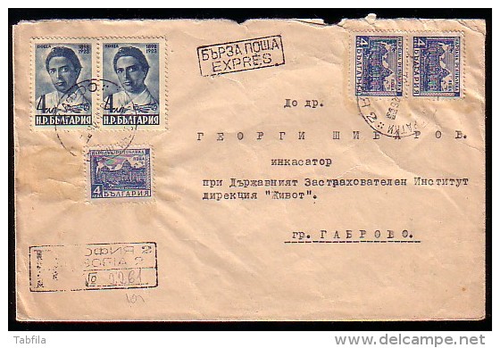 BULGARIA / BULGARIE - 1946 - Hristo Smirnenski - Poet - P.covert  Post Expres, Recomande, Voyage - Lettres & Documents