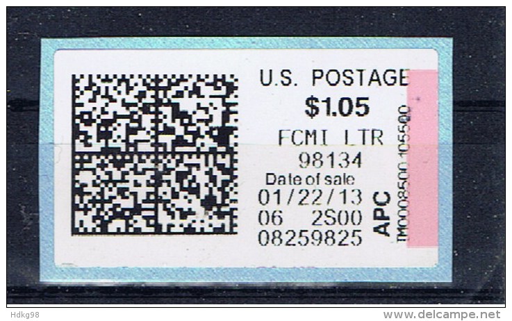 US 2013 Mi Xx $ 1,05 Automaten- / Internetmarke - Briefe U. Dokumente