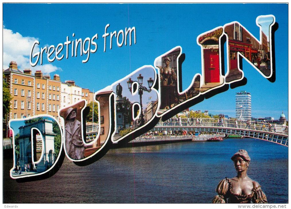 Greetings From Dublin, Co Dublin, Ireland Postcard Used Posted To UK 2011 Stamp - Dublin