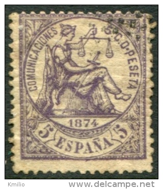 Edifil 144, 5 Cts Violeta De 1874 Usado - Used Stamps