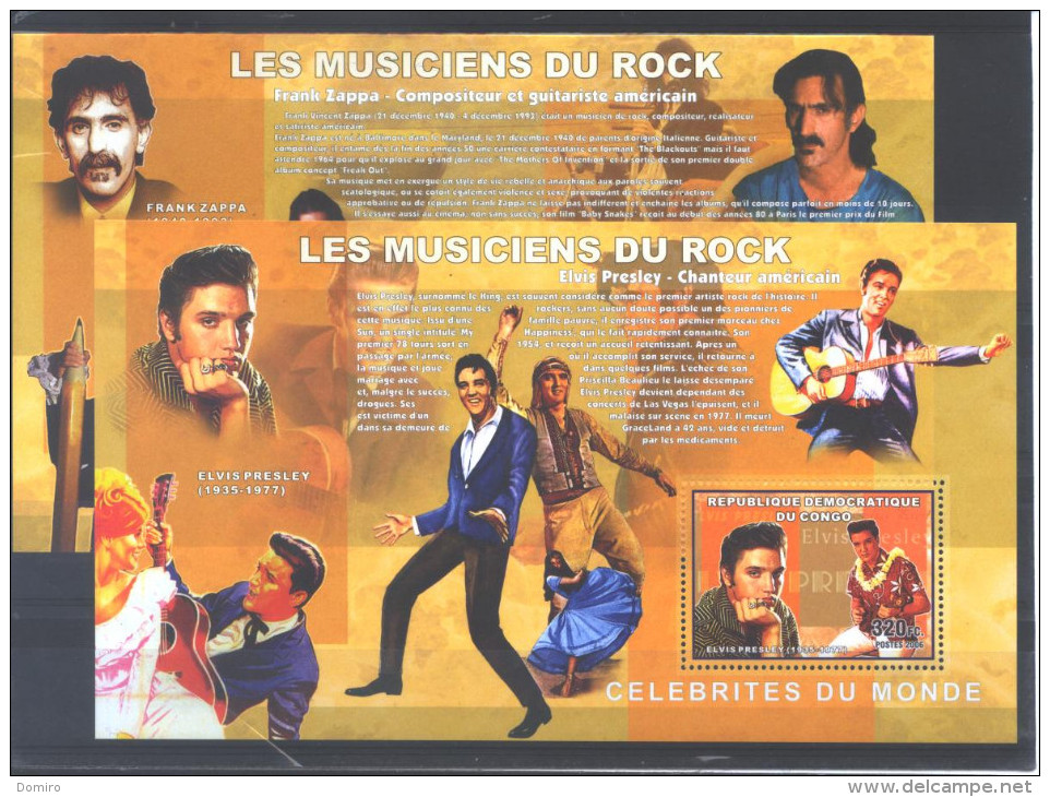 Congo Rep Démocratique BL 424/27 **  (MNH)    "Les Musiciens Du ROCK"  Série Complète - Ongebruikt