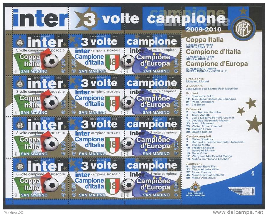 SAN MARINO MINIFOGLIO - 2010 - INTER TRE VOLTE CAMPIONE - MNH** 221 - Neufs