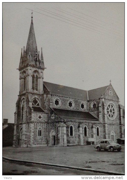 53 LANDIVY  CARTE PHOTO  L'EGLISE  EPREUVE   AVEC SON NEGATIF D´ORIGINE POUR EDITION DE LA CARTE - Landivy