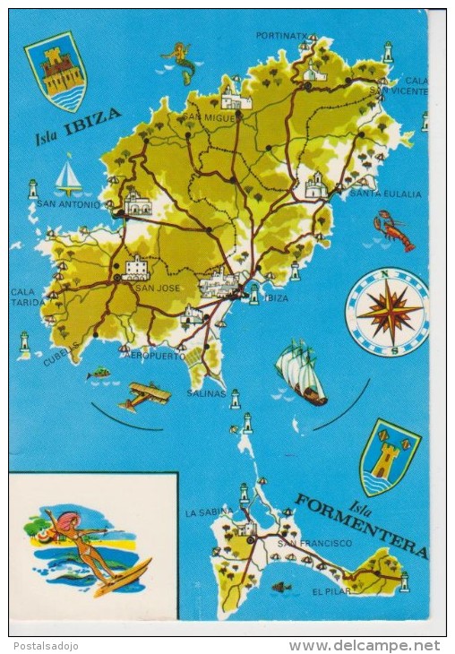 (AKW516) FORMENTERA E IBIZA. MAPA. MAP. MAPE - Formentera