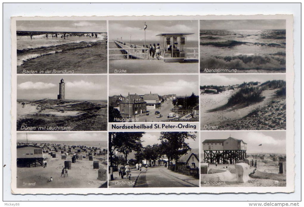 Allemagne--1963--St PETER-ORDING---Multivues-(plages,phare,village), Cpsm 9 X 14   éd ???? - St. Peter-Ording