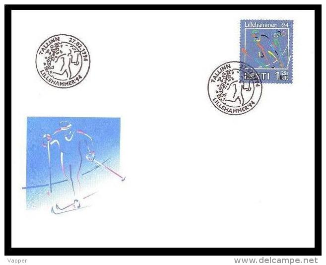 Estonia 1994 Postmark 27.02. Closed Olympic Games In Lillehammer SB Skiing - Inverno1994: Lillehammer