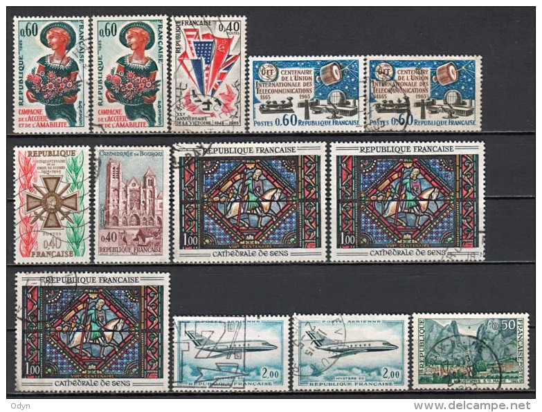 France 1965, MiNr 1496, 1498/9, 1500, 1501, 1502, 1504, 1506, 1507, More...  - Used (2 Unused), Lot 28 - See 5 Scans - Oblitérés