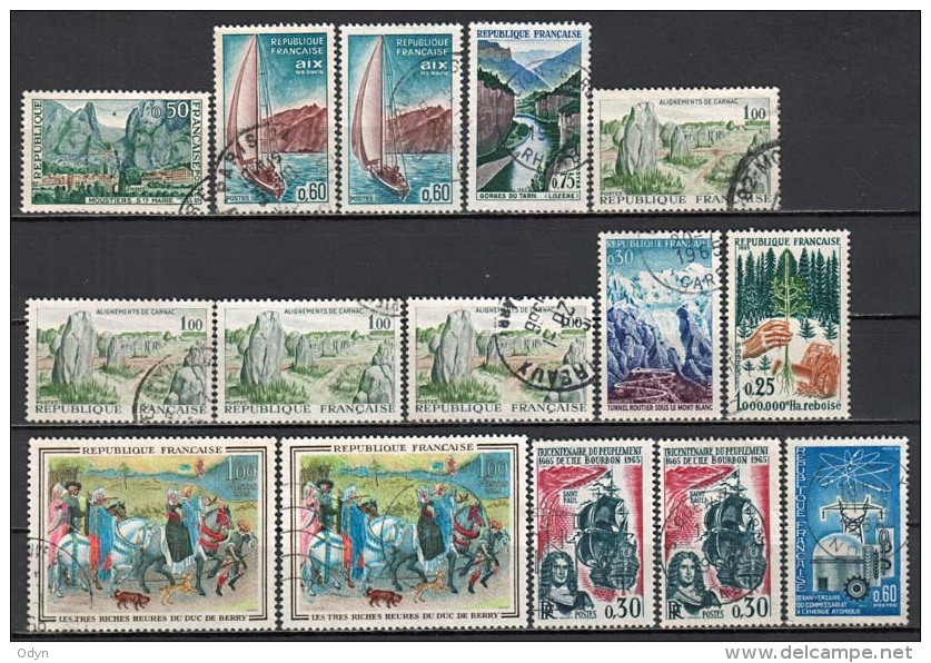 France 1965, MiNr 1496, 1498/9, 1500, 1501, 1502, 1504, 1506, 1507, More...  - Used (2 Unused), Lot 28 - See 5 Scans - Oblitérés