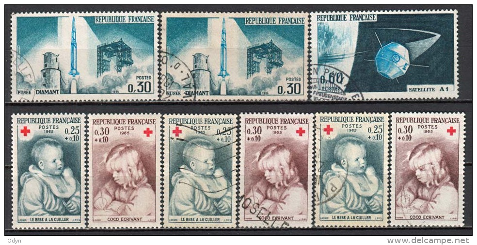 France 1965, MiNr 1496, 1498/9, 1500, 1501, 1502, 1504, 1506, 1507, More...  - Used (2 Unused), Lot 28 - See 5 Scans - Oblitérés