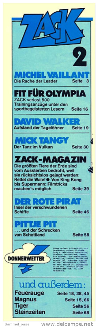 Comics Zack  ,  Nr. 2  Vom 10.1. 1980  ,  Koralle Verlag - Sonstige & Ohne Zuordnung