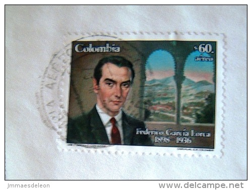 Colombia 1988 Cover To England - Map Logo - Federico Garcia Lorca, Writer Poet - Colombie