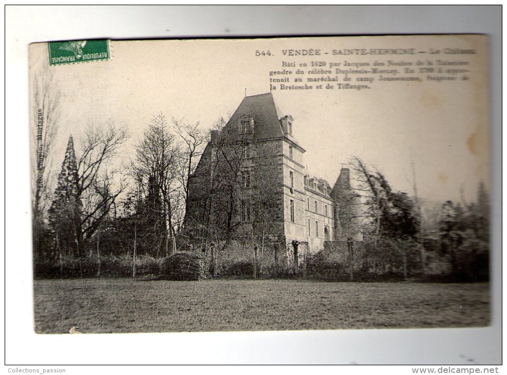 Cp ,85 , SAINTE HERMINE , Le Château , Voyagée - Sainte Hermine