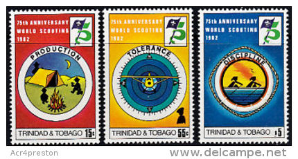 C0350 TRINIDAD &amp; TOBAGO 1982, SG 603-5 75th Anniv Scouting (Scouts)  MNH - Trinidad Y Tobago (1962-...)