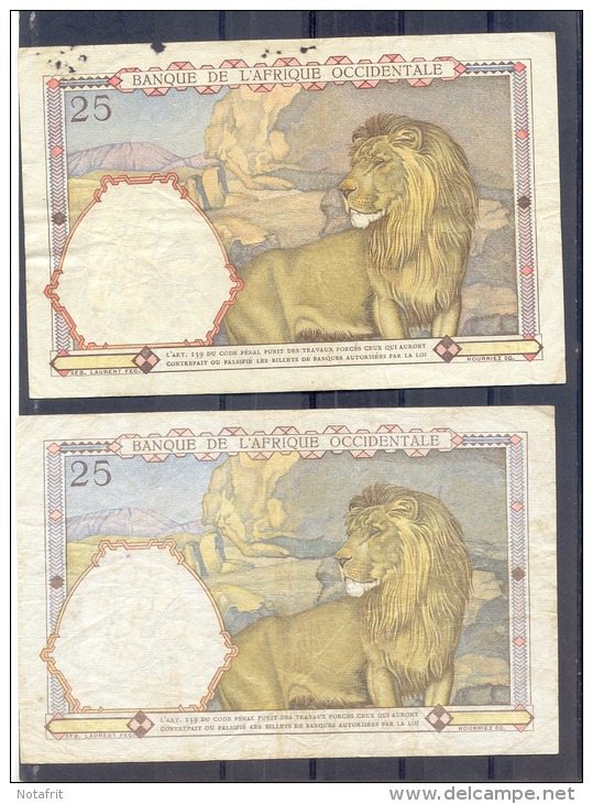 Cote D´ivoire  AOF West Africa  25 Fr  1939  1942  Red And Bleu - Other - Africa