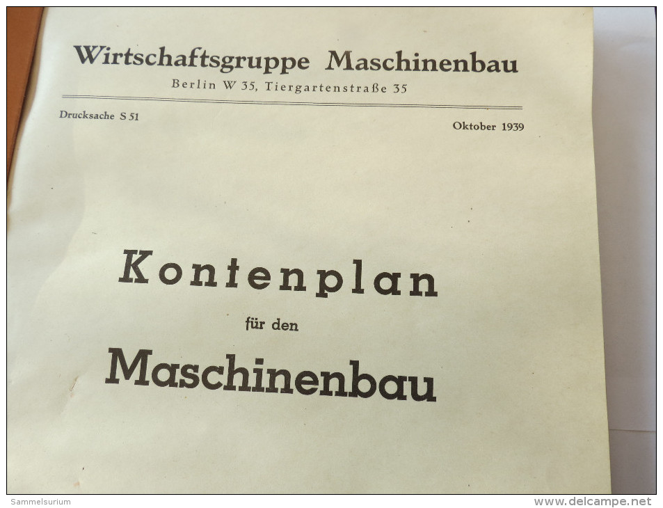 "Kontenplan Für Den Maschinenbau" Ausgabe Oktober 1939 - Technical