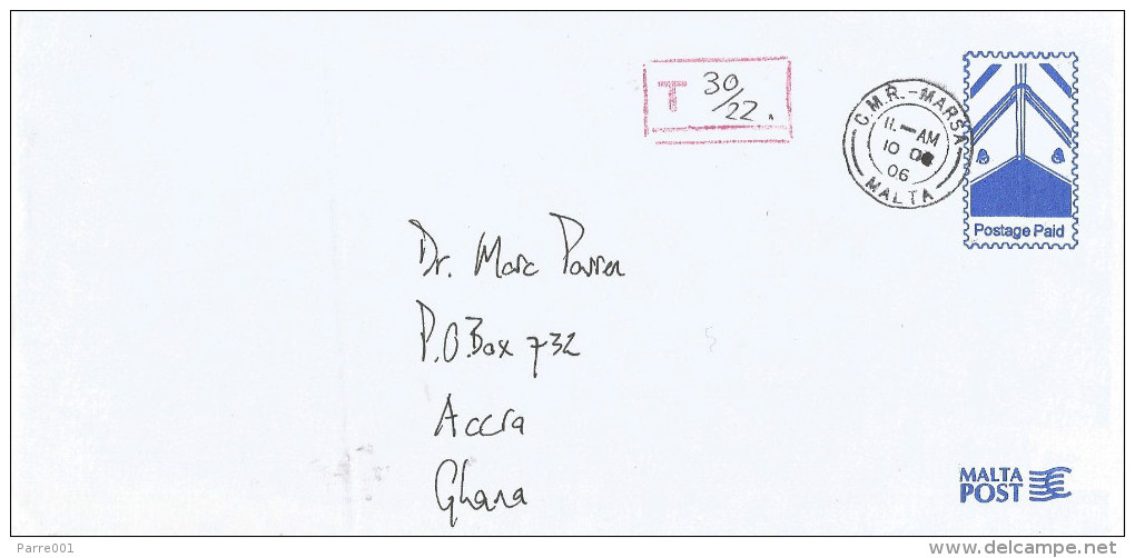 Malta 2006 Marsa Postage Due Taxed Underfranked Postage Paid Stationary Cover - Malta