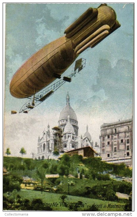 AIRSHIP    3 PC  Tuck's Post Card Motor Driven Warship  Costal Patrol Type Airship  Dirigeable Ville De Paris - Luchtschepen