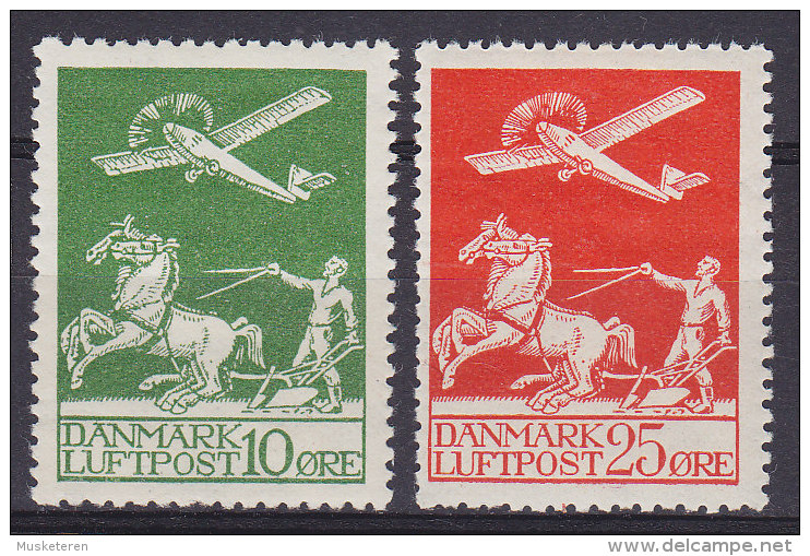 Denmark 1925 Mi. 143, 145    10 Øre & 25 Øre Flugpostmarken Airmail Arienne 100,- € MH* (2 Scans) - Airmail