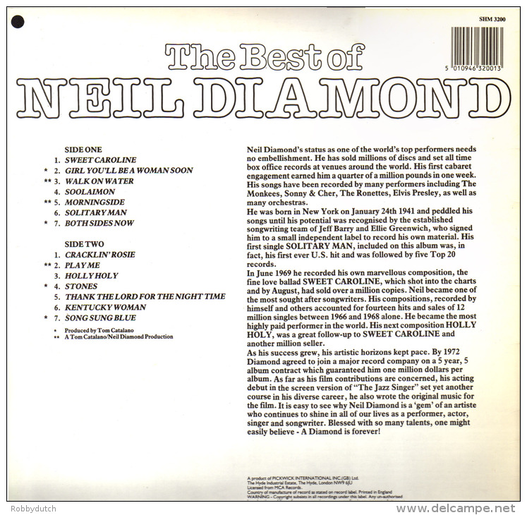 * LP *  THE BEST OF NEIL DIAMOND (England 1987) - Rock