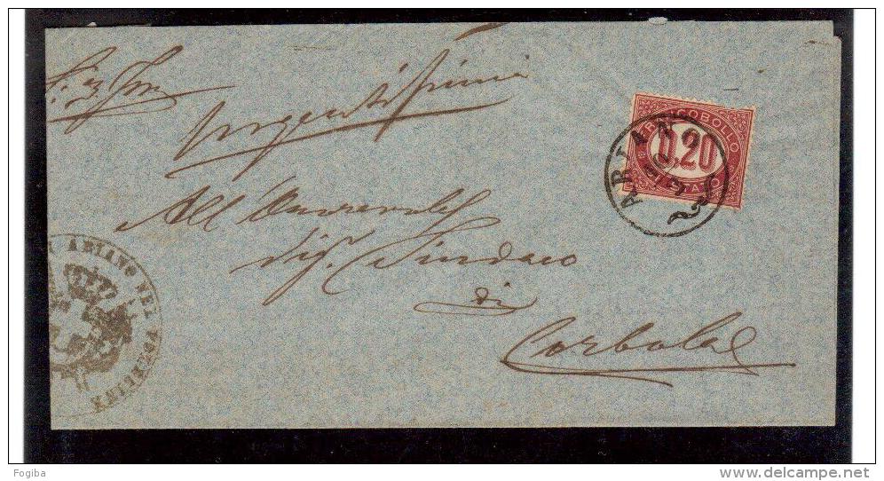 1875 Regno -Piego 20c Sevizi   Da Ariano A Corbola - Storia Postale