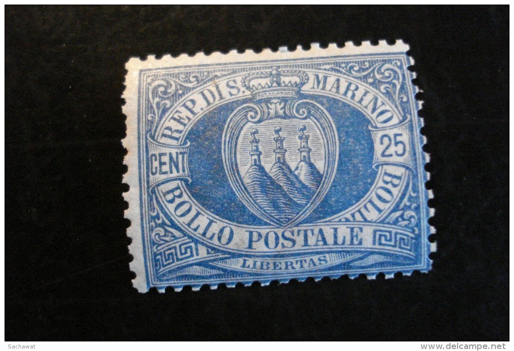 Saint Marin - Années 1895-1899 - Y.T. N° 30 - 25c Bleu - Neuf (*) - Mint Light Hinged (MLH) - Neufs