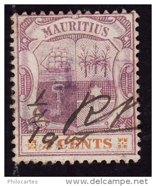 MAURICE 1895 -  Mauritius - Y&T  87 -  Armoiries  - Oblitéré - Cote 1e - Mauritius (...-1967)