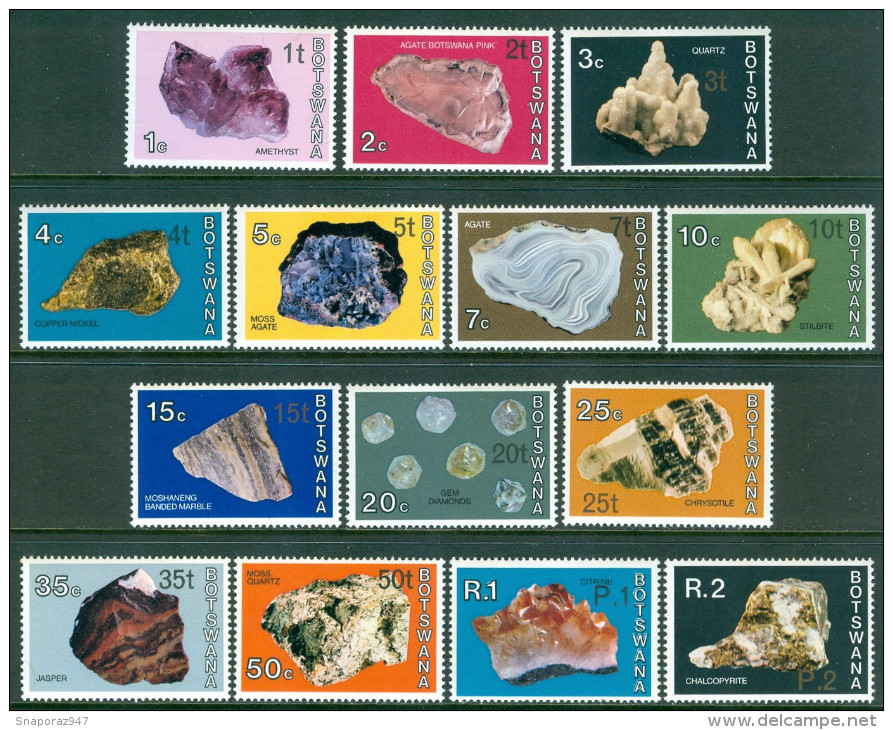 1974 Botswana Minerali Minerals Minèraux Overprinted Set MNH** Fo167 - Minerals