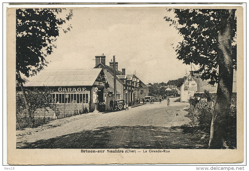 Brinon Sur Sauldre La Grande Rue Garage Automobile Edit Lenormand Voyagé 1937 - Brinon-sur-Sauldre