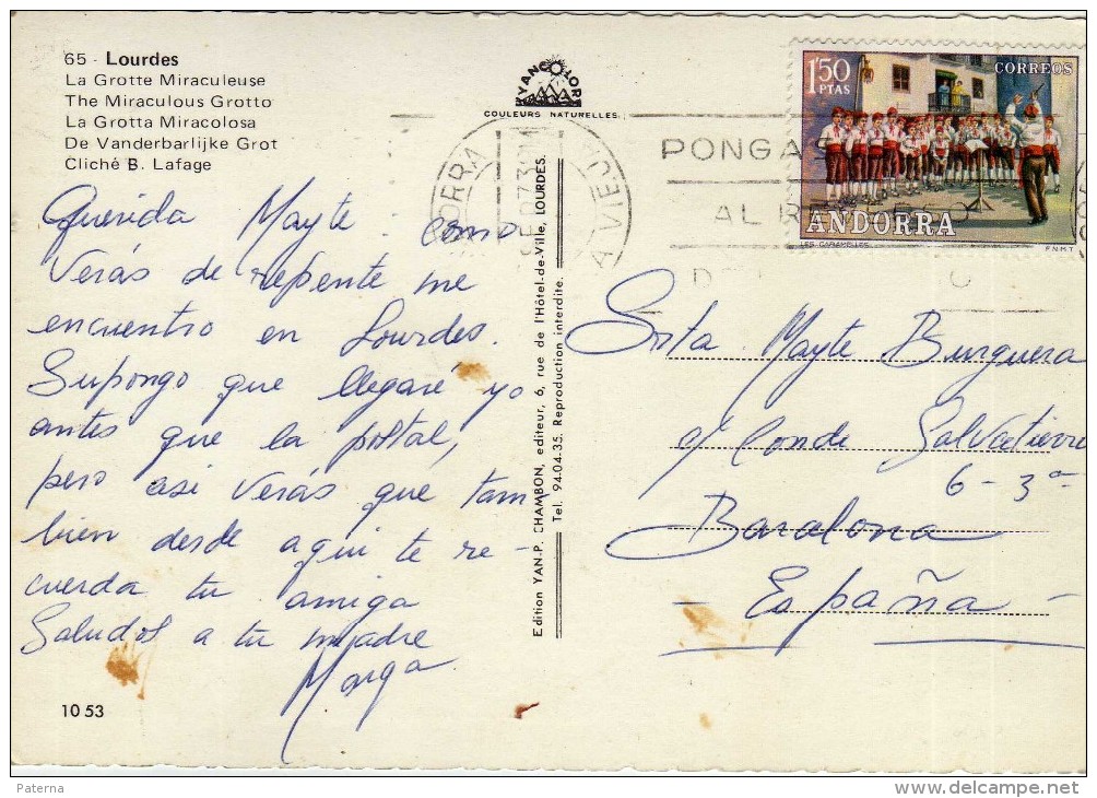 1494 Postal Andorra La Vieja  1973 - Covers & Documents