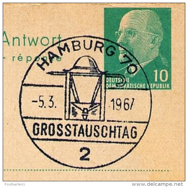 GROSSTAUSCHTAG HAMBURG 1967 Auf DDR P77 Postkarte Mit Antwort ZUDRUCK #6 - Private Postcards - Used
