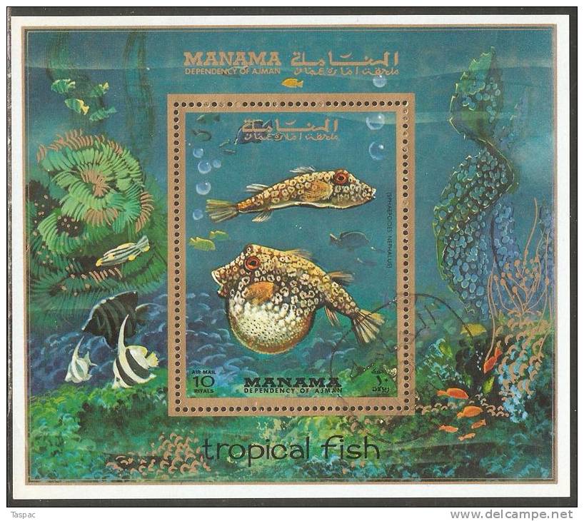 Manama 1971 Mi# Block 156 A Used - Tropical Fishes - Manama