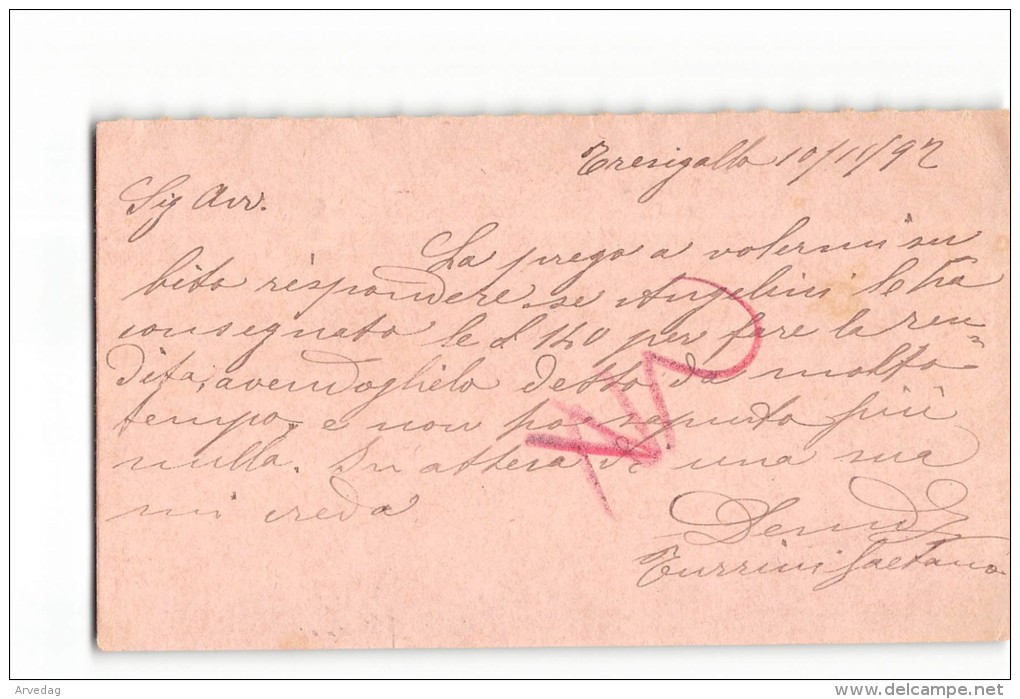 10882 TRESIGALLO X FERRARA - 1892 - Interi Postali