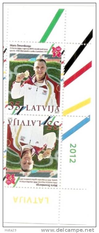 Latvia 2012 M.Strombergs London Olympics Gold Medal Winner BMX Cyclisme - Cuclist PAIR TET BECH MNH - Summer 2012: London