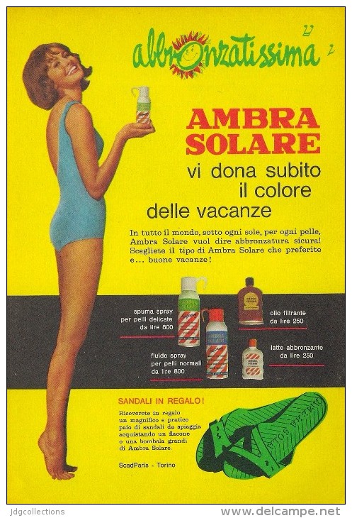 # AMBRA SOLARE  OLIO SPRAY MILK 1950s Advert Pubblicità Publicitè Reklame Suntan Oil Bronzage Creme Solaire Protector - Zonder Classificatie