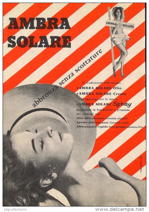 # AMBRA SOLARE  OLIO SPRAY MILK 1950s Advert Pubblicità Publicitè Reklame Suntan Oil Bronzage Creme Solaire Protector - Sin Clasificación